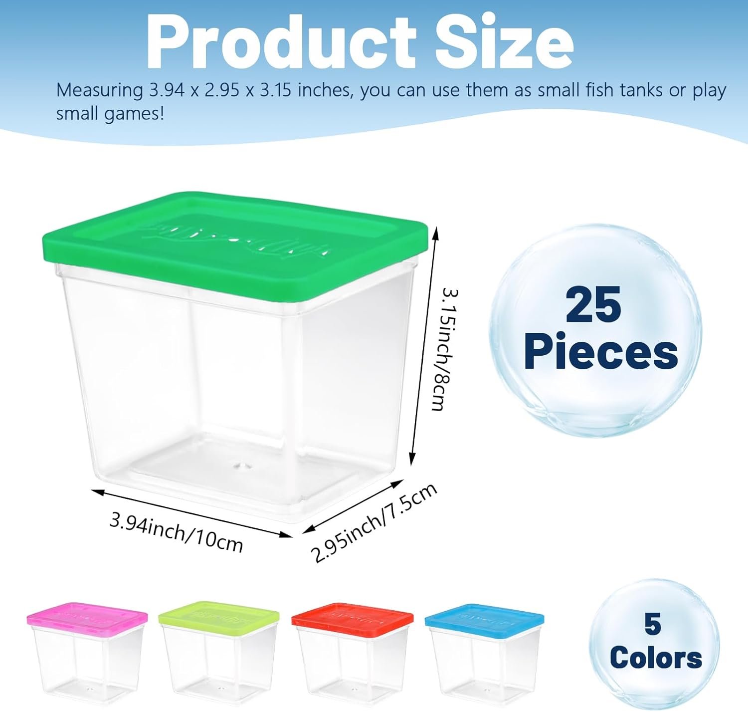 Wholesale 25 Pack 12 Oz Small Rectangle Plastic Fish Bowls with Lids Goldfish Tank Candy Dish Tarantula Enclosure Snake Breeding Case Mini Pet Box Factory