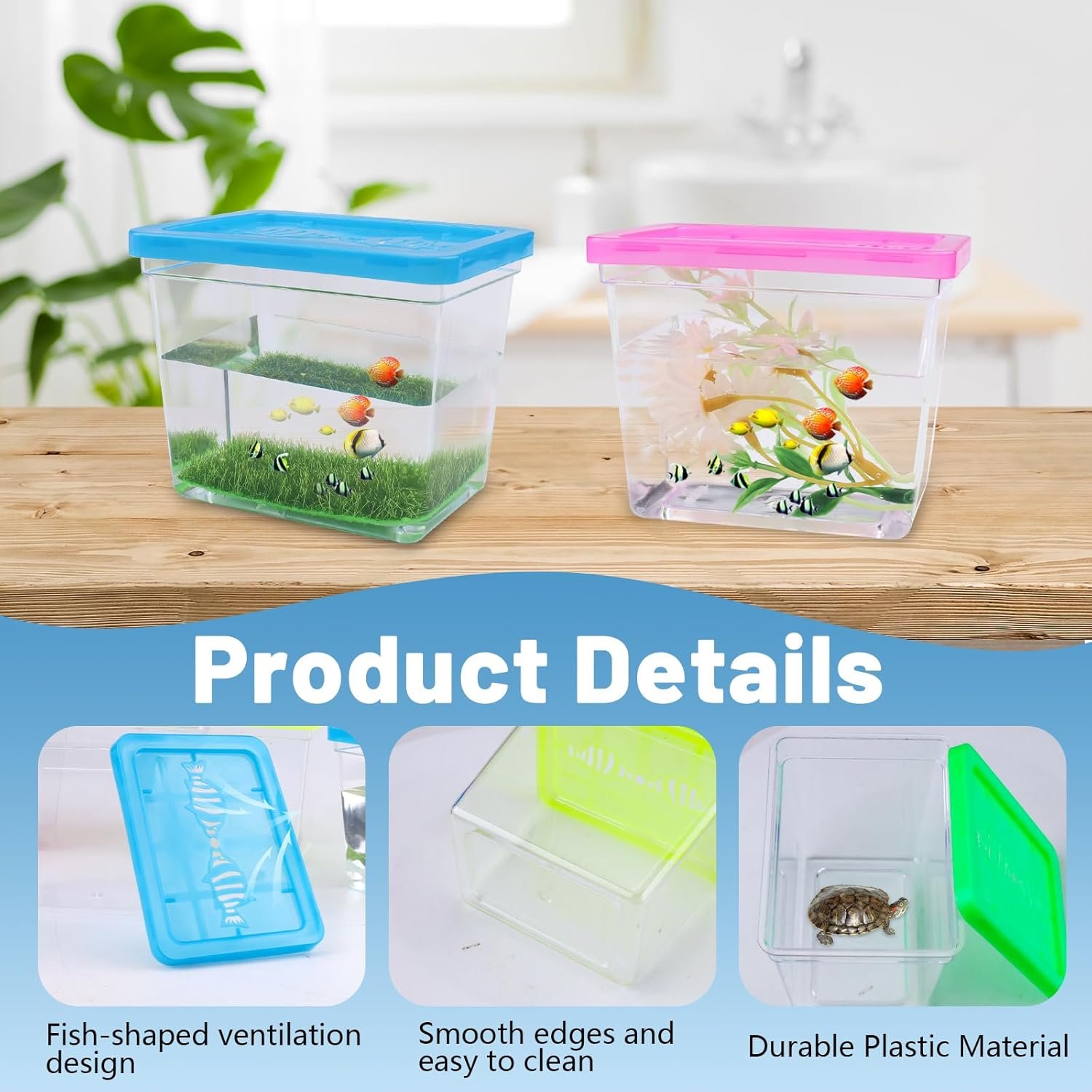 Wholesale 25 Pack 12 Oz Small Rectangle Plastic Fish Bowls with Lids Goldfish Tank Candy Dish Tarantula Enclosure Snake Breeding Case Mini Pet Box Factory