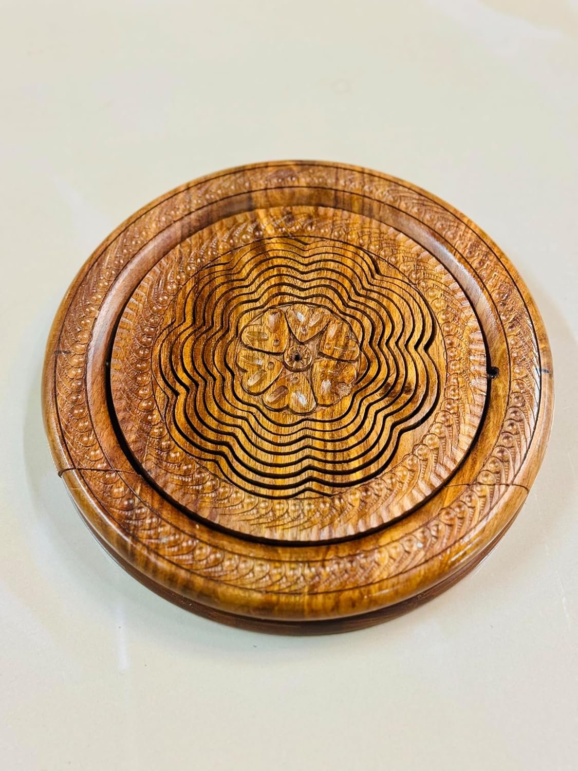 OEM Handmade 8-Inch Collapsible Rosewood Basket with Single Flower Bowl Design Fruit Bread Bowl Trivet Folds Flat for Storage Unique Centerpiece Gift Factory