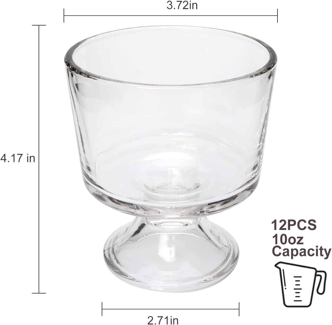 Wholesale Glass Dessert Bowl Set of 12 Clear Footed 10-Ounce 300ml Ice Cream Cups for Sundae Snacks Cereal Fruit Factory