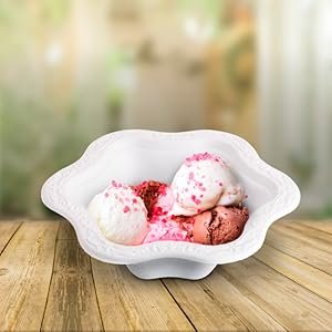 Wholesale 50 Count 12oz Compostable Floral White Paper Bowls Eco-Friendly Plastic-Free Elegant Natural Sugarcane Disposable Bagasse Bowls for Ice Cream Dessert Factory