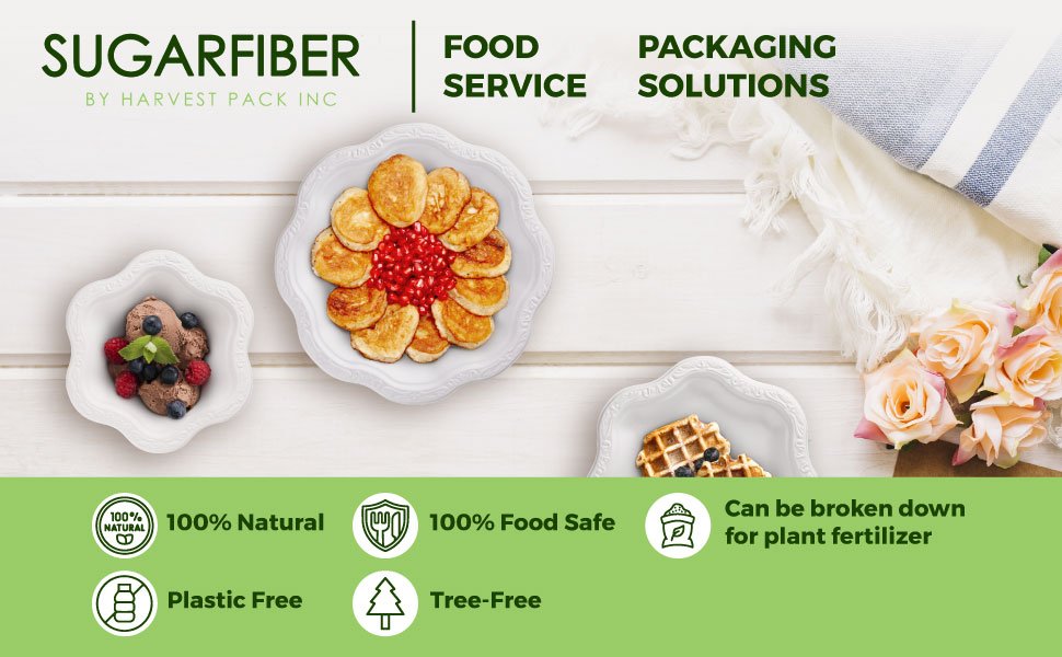 Wholesale 50 Count 12oz Compostable Floral White Paper Bowls Eco-Friendly Plastic-Free Elegant Natural Sugarcane Disposable Bagasse Bowls for Ice Cream Dessert Factory