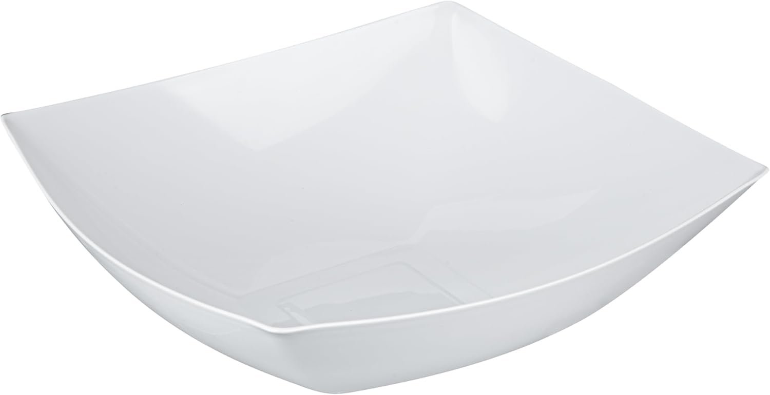 Wholesale 64 Ounce Square Disposable Plastic Salad Bowls Durable Heavy-Duty White for Warm and Cold Foods Factory