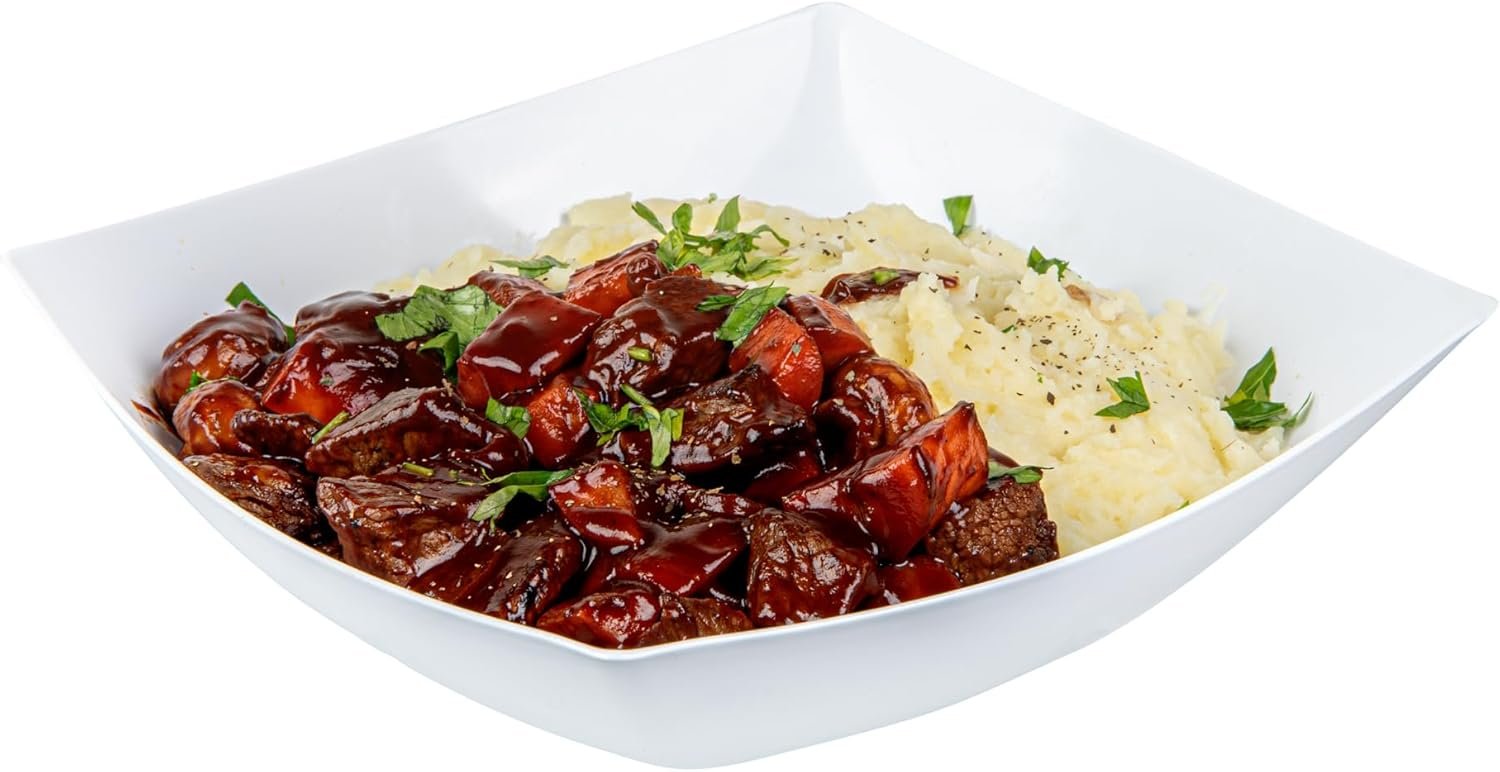 Wholesale 64 Ounce Square Disposable Plastic Salad Bowls Durable Heavy-Duty White for Warm and Cold Foods Factory