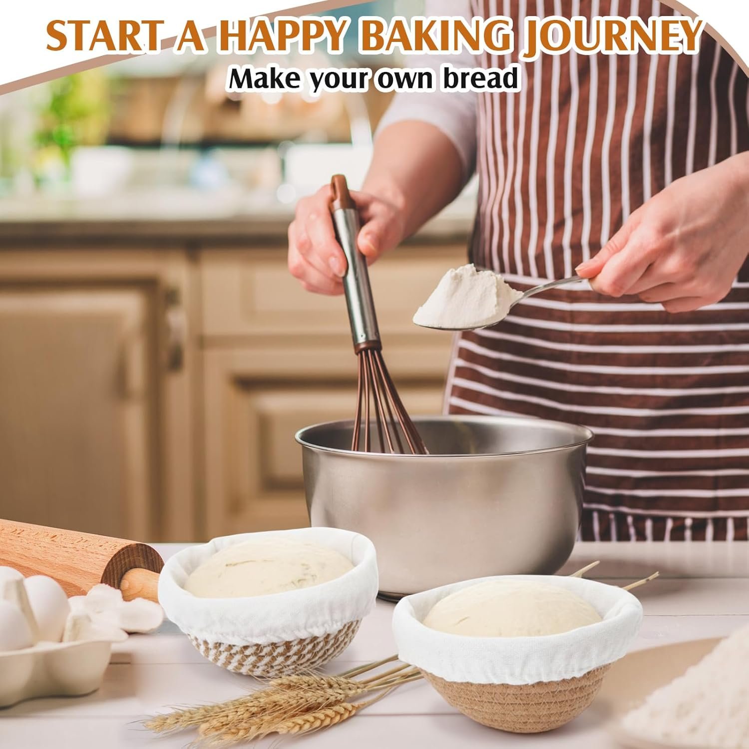 Wholesale 6-Pack 5.5-Inch Mini Banneton Proofing Baskets Natural Cotton Rope with Cloth Liners 6 Colors Sourdough Baking Kit Factory Wholesale 6-Pack 5.5-Inch Mini Banneton Proofing Baskets Natural Cotton Rope with Cloth Liners 6 Colors Sourdough Baking Kit Factory