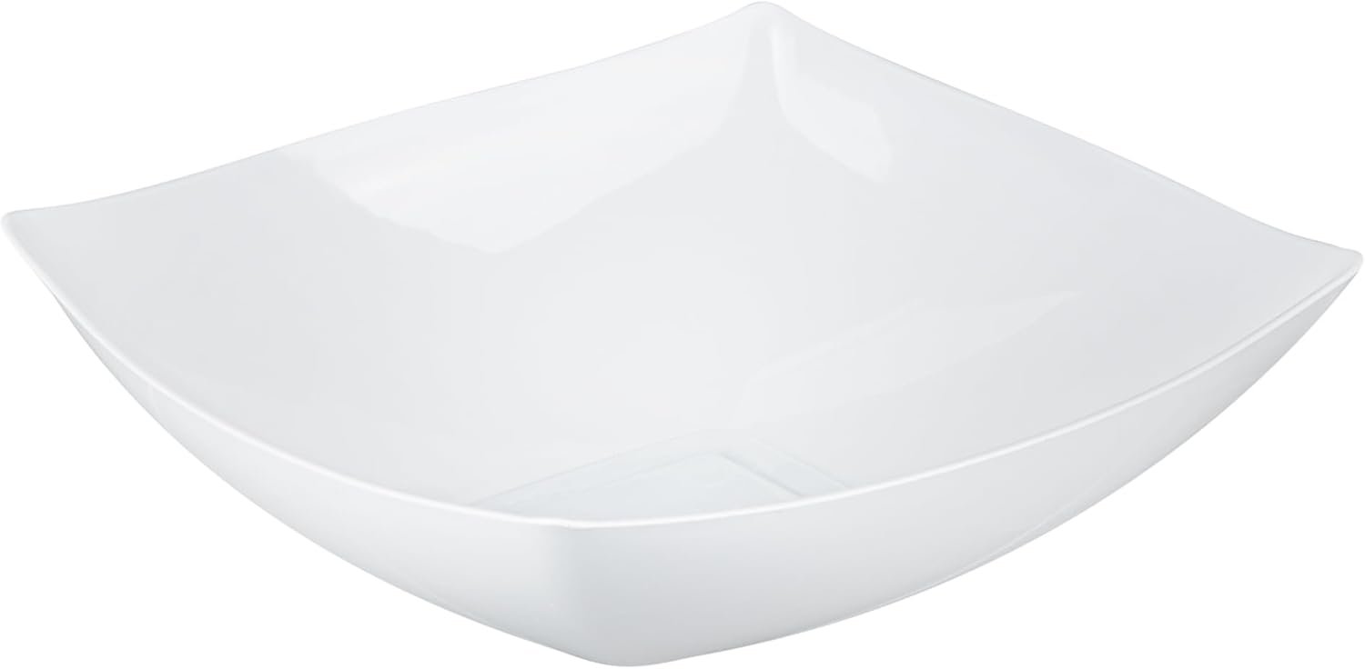 Wholesale 32 Ounce 10 Square Fancy Disposable Plastic Salad Bowls Durable Heavy-Duty White for Warm and Cold Foods Factory