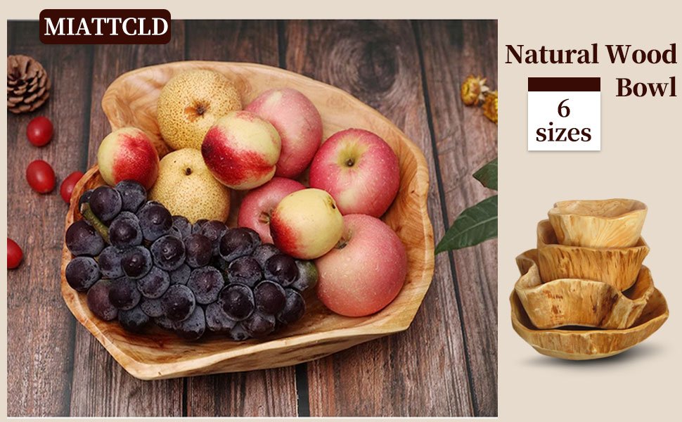 OEM Decorative Natural Wooden Fruit Bowl Irregular Rustic Hand-Carved Serving Dish for Snacks Candy Keys Home Decor 12-14 Inch Diameter Factory
