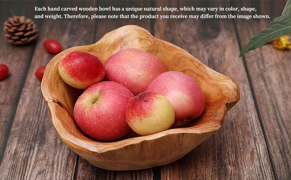 OEM Decorative Natural Wooden Fruit Bowl Irregular Rustic Hand-Carved Serving Dish for Snacks Candy Keys Home Decor 12-14 Inch Diameter Factory