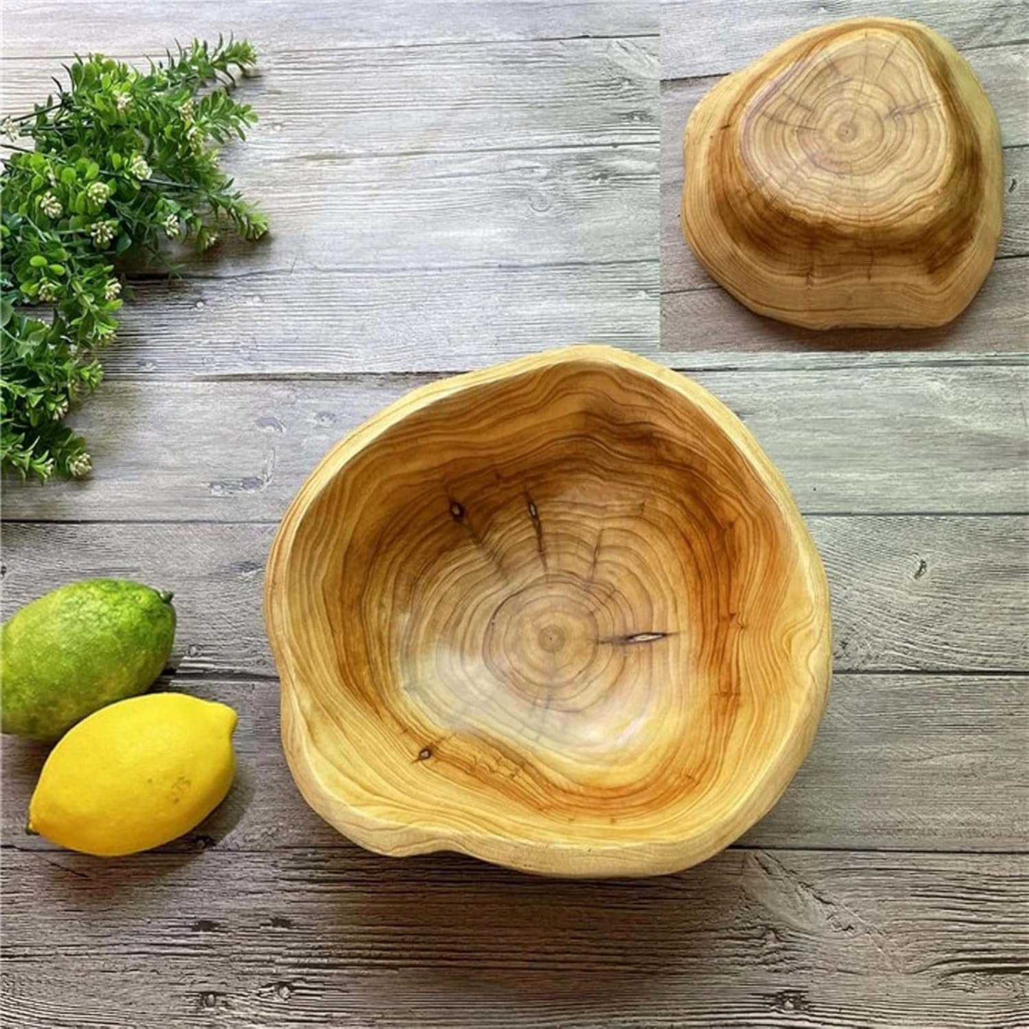 OEM Decorative Natural Wooden Fruit Bowl Irregular Rustic Hand-Carved Serving Dish for Snacks Candy Keys Home Decor 12-14 Inch Diameter Factory
