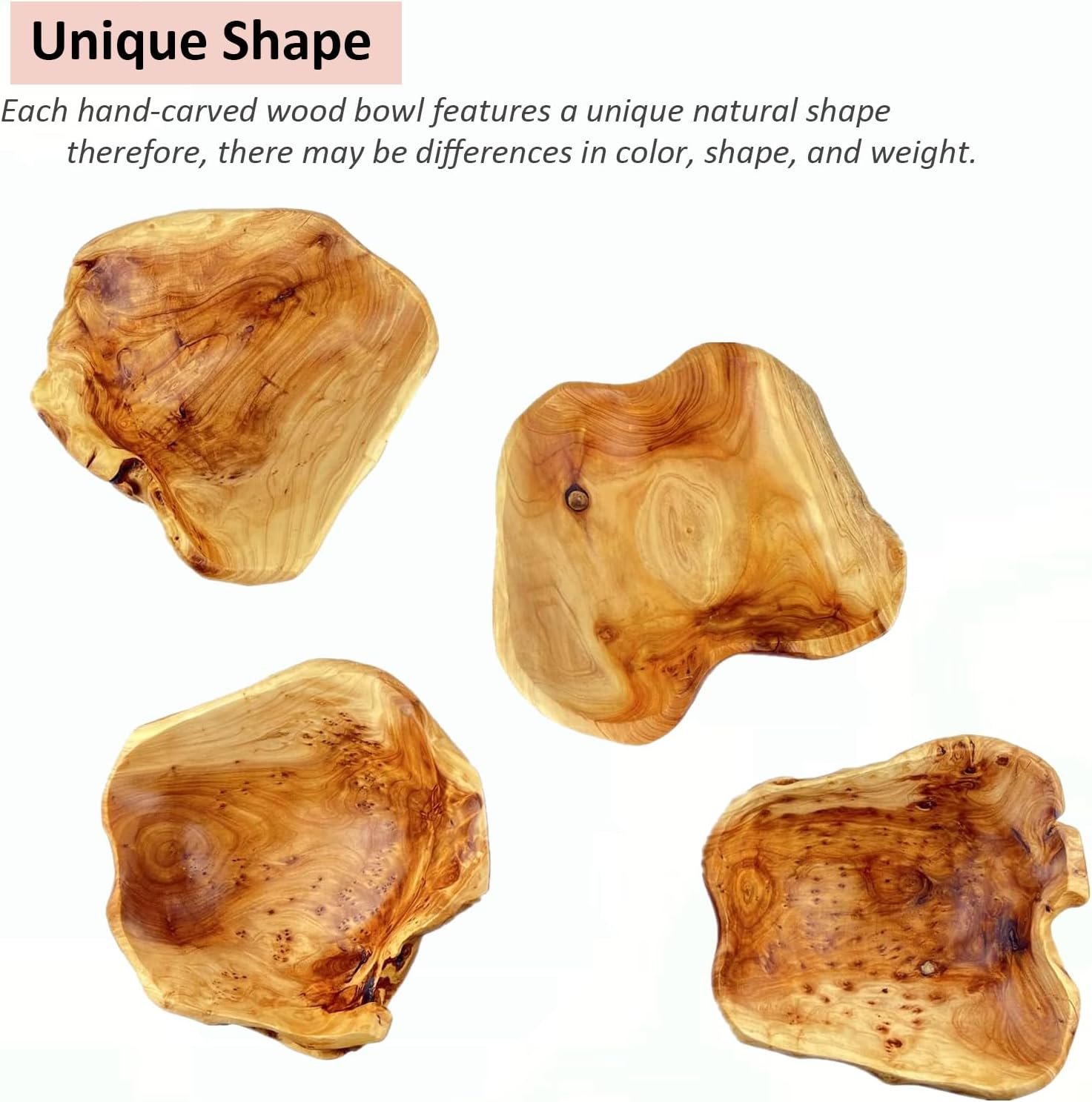 OEM Decorative Natural Wooden Fruit Bowl Irregular Rustic Hand-Carved Serving Dish for Snacks Candy Keys Home Decor 12-14 Inch Diameter Factory