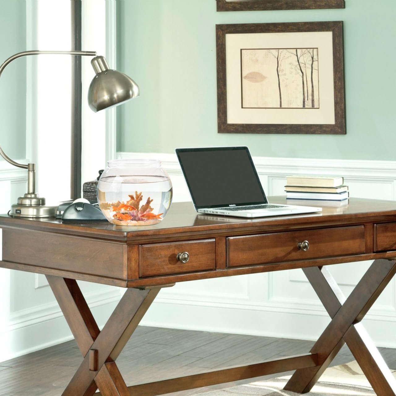 OEM 1.5 Gallon Clear Plastic Round Fish Bowl Desktop Aquarium Tank Home Office Decor Small Ornamental supplier