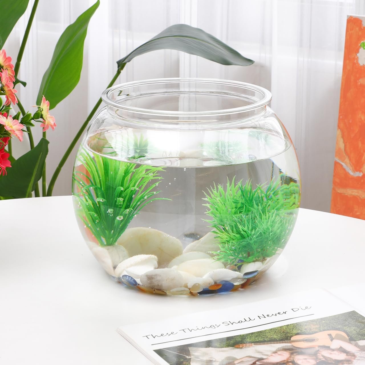 OEM 1.5 Gallon Clear Plastic Round Fish Bowl Desktop Aquarium Tank Home Office Decor Small Ornamental supplier