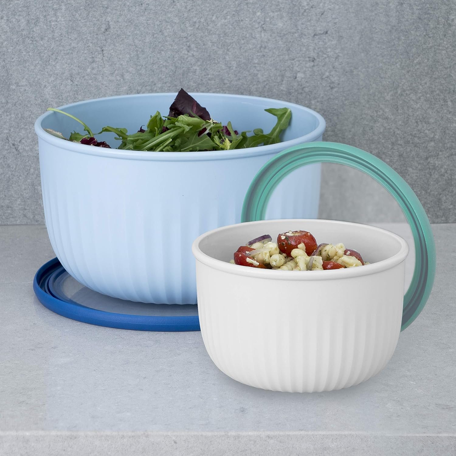 Wholesale Prep Store and Serve Plastic Bowl with See-Thru Lid Dishwasher Microwave and Freezer Safe 4 qt White Aqua Factory