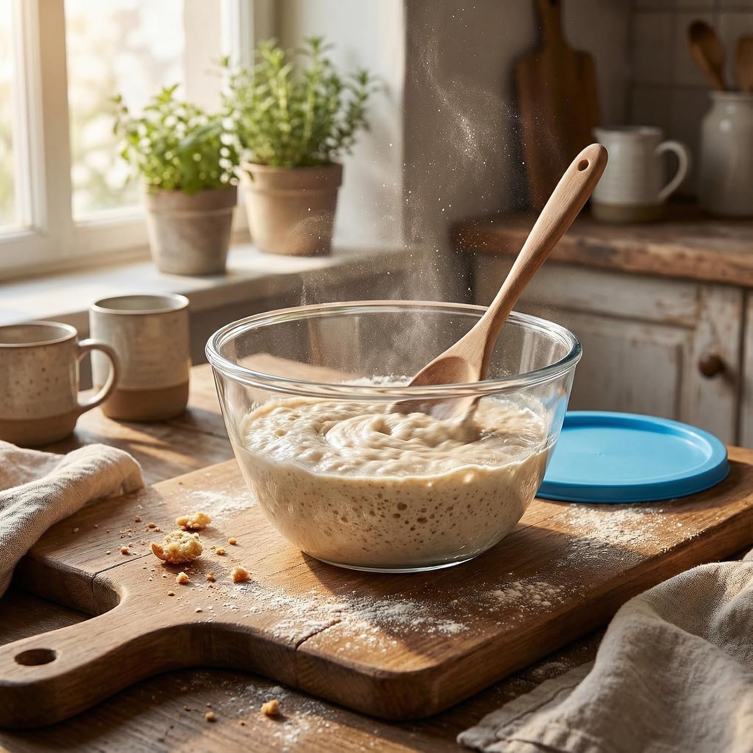 Wholesale Glass Sourdough Mixing Bowls with Lids 2-Pack 4.76 Quart Large Capacity Clear Design for Bread Making Proofing Storing Dough Factory