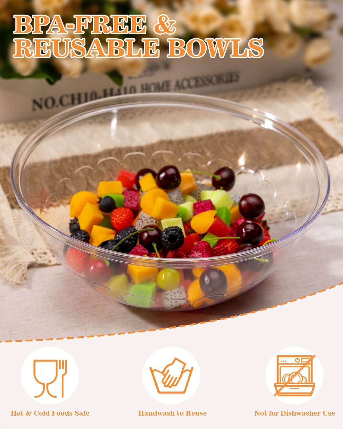 Wholesale 4 Pack 150 Ounce Clear Plastic Serving Bowls Disposable 11.6