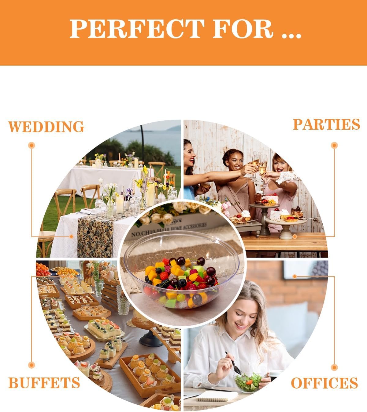 Wholesale 4 Pack 150 Ounce Clear Plastic Serving Bowls Disposable 11.6