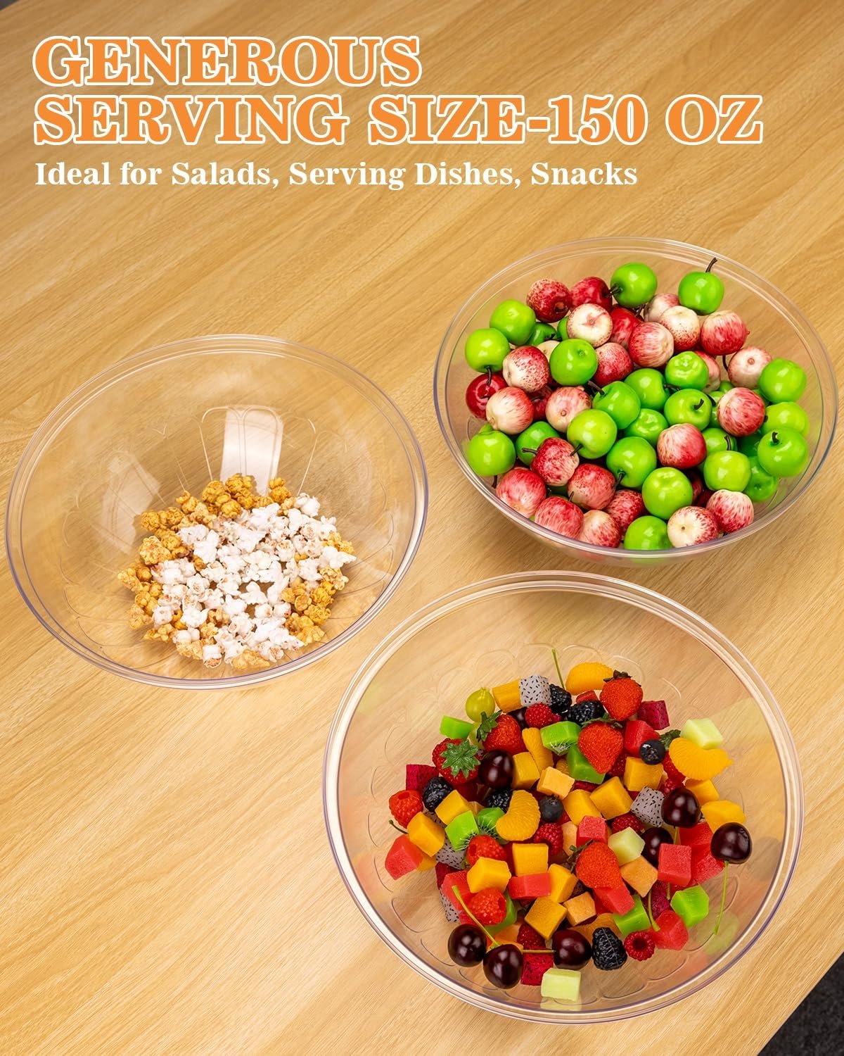 Wholesale 4 Pack 150 Ounce Clear Plastic Serving Bowls Disposable 11.6