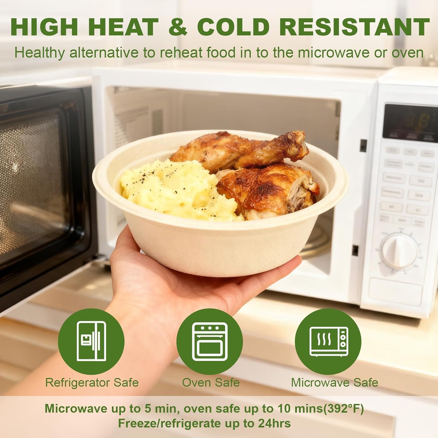 Wholesale 125 Pack 12 OZ Natural Compostable Disposable Soup Bowls Eco-Friendly Bagasse Serving Plates for Hot or Cold Food Factory