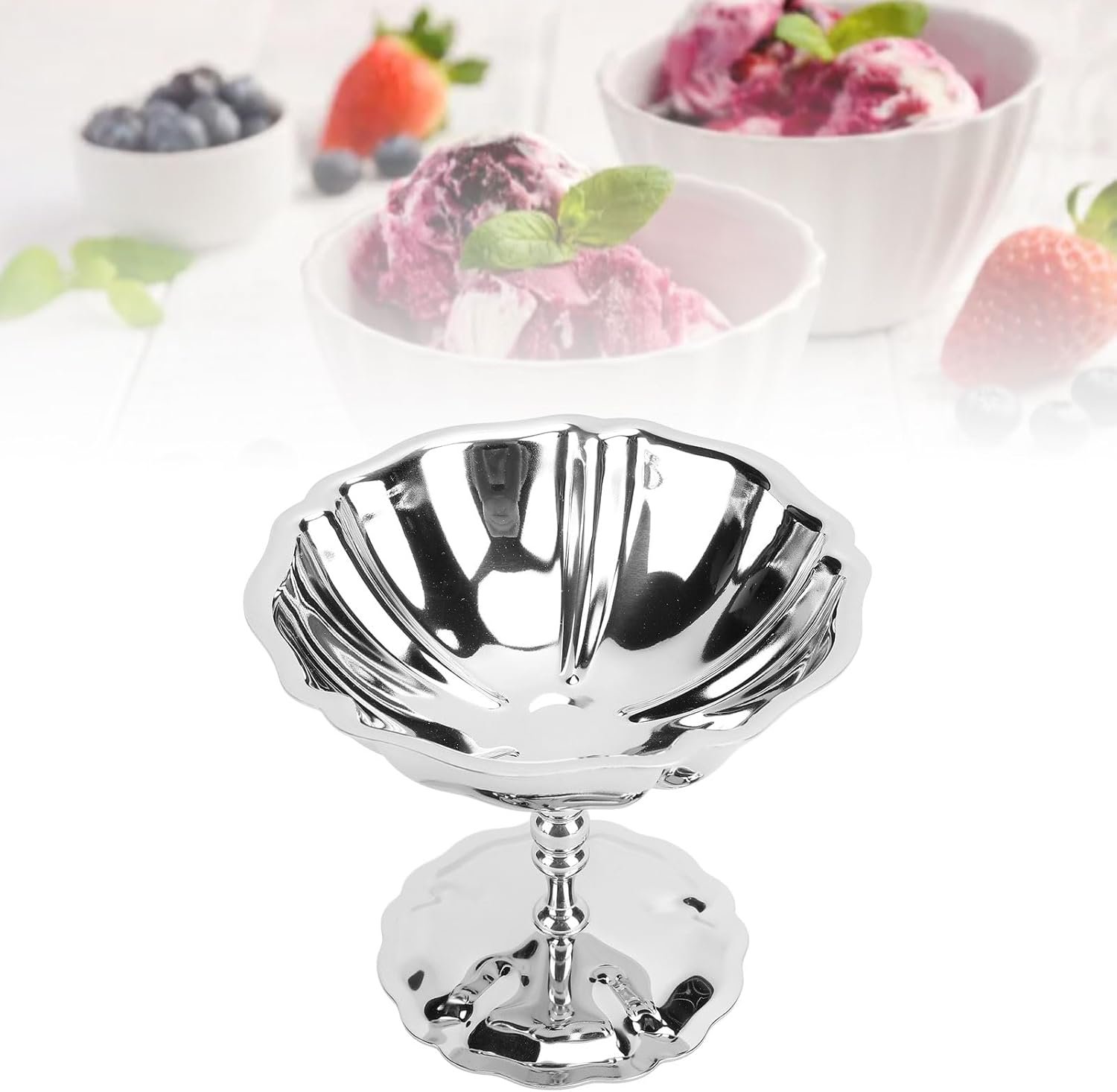 OEM Stainless Steel Tall Footed Ice Cream Cups Dessert Serving Bowls Sundae Trifle for Custard Mousse Salad Parties Factory