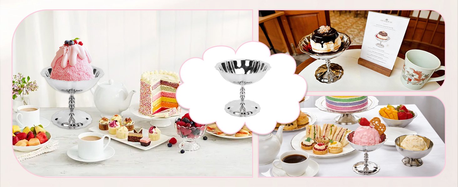 OEM Stainless Steel Tall Footed Ice Cream Cups Dessert Serving Bowls Sundae Trifle for Custard Mousse Salad Parties Factory