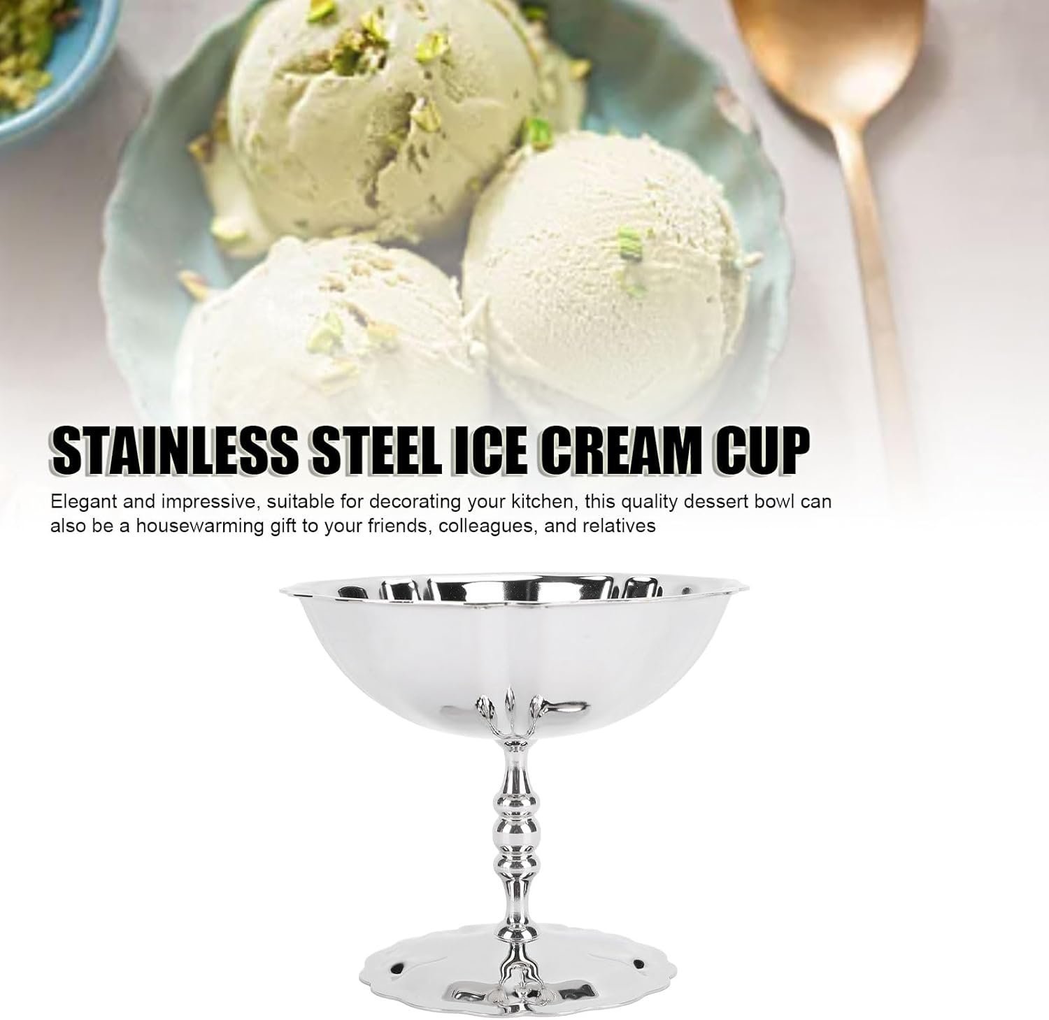 OEM Stainless Steel Tall Footed Ice Cream Cups Dessert Serving Bowls Sundae Trifle for Custard Mousse Salad Parties Factory