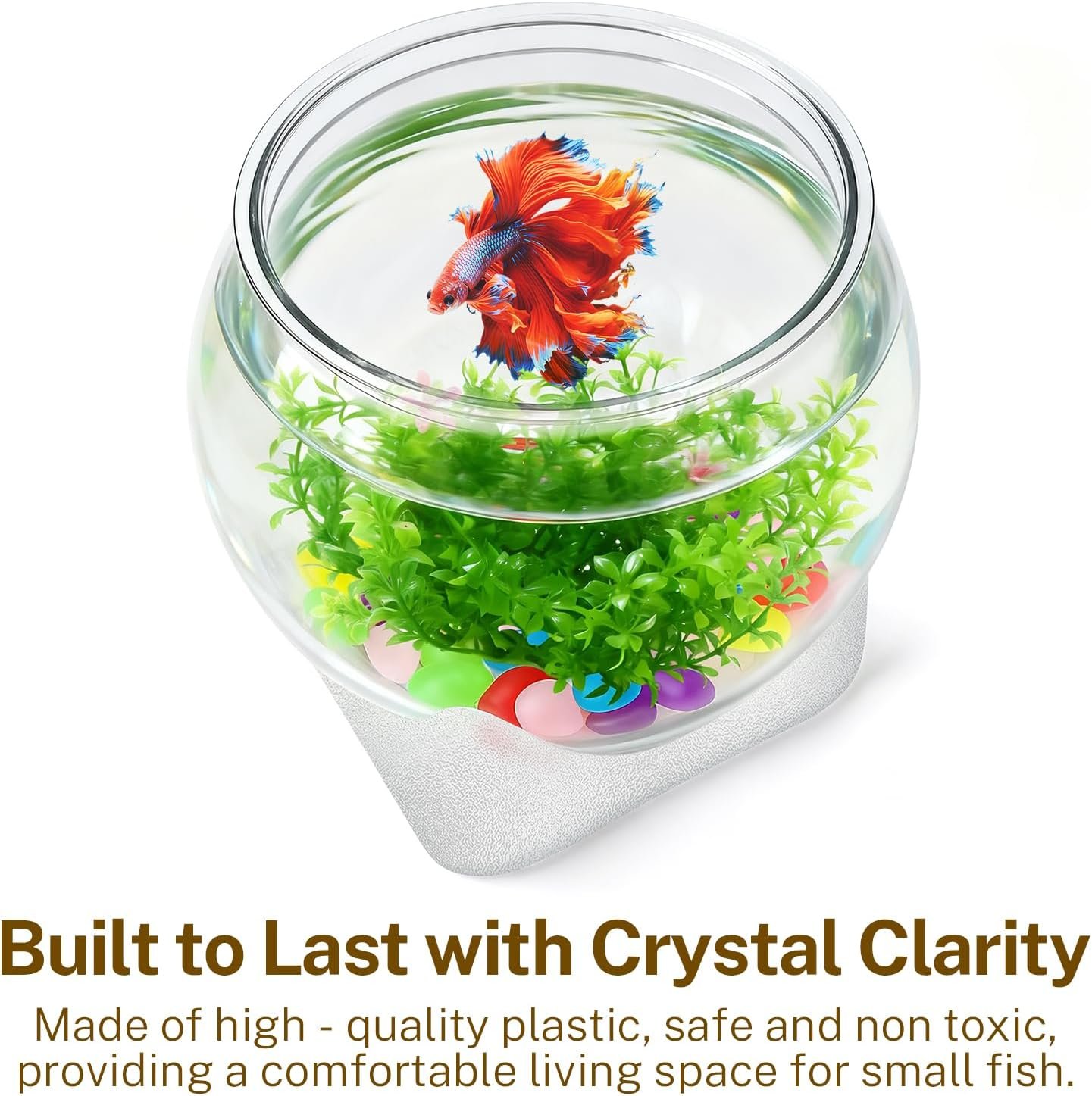 OEM Scratch-Resistant Shatterproof Plastic Betta Fish Bowl Aquarium Mini Desktop Hydroponic Tank 0.92 Gallon 3.5L Factory