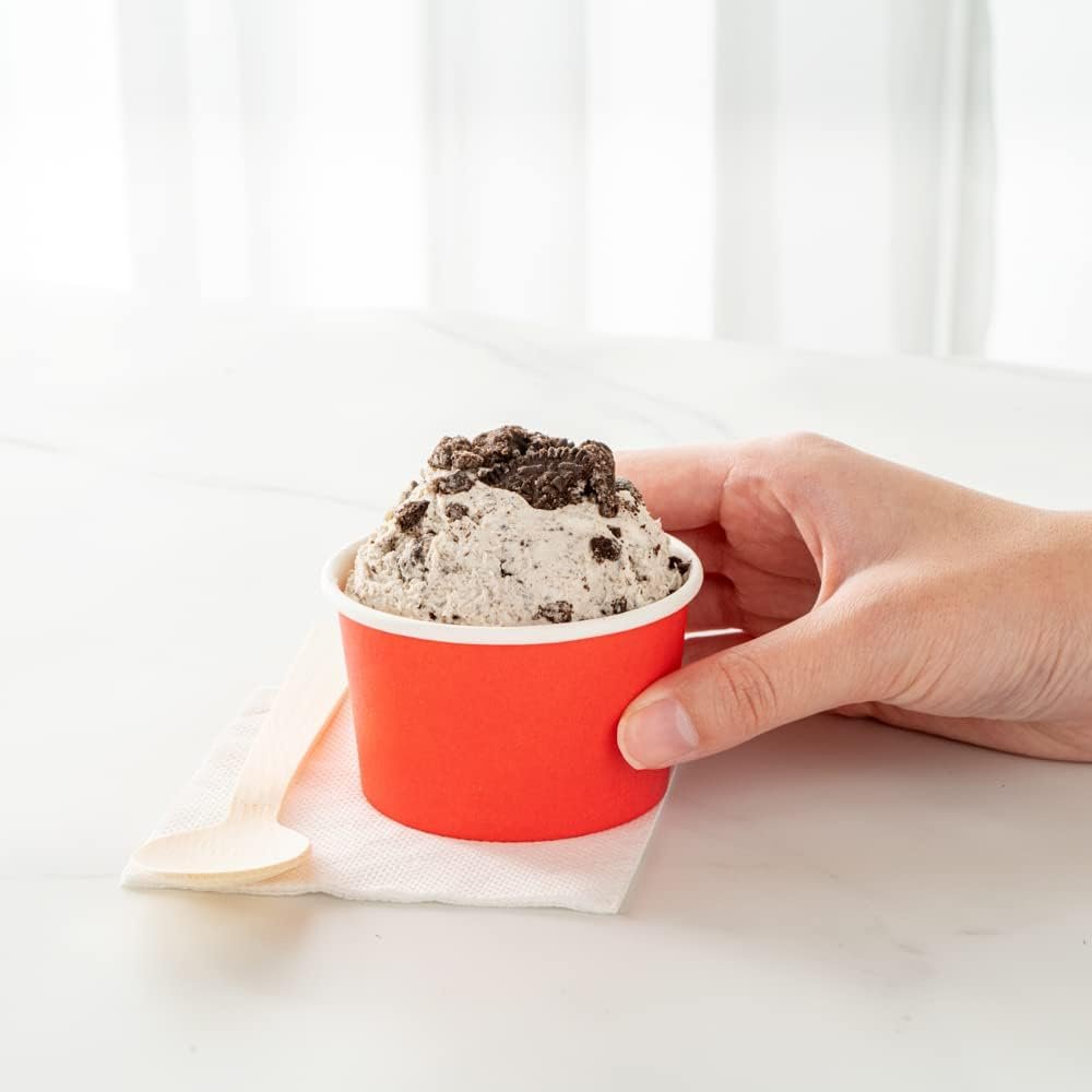 Wholesale 3-Ounce Dessert Cups 50 Disposable Ice Cream Cups Lids Sold Separately Heavy-Duty Red Paper Frozen Yogurt Bowls for Hot and Cold Foods Perfect for Gelato or Mousse Factory
