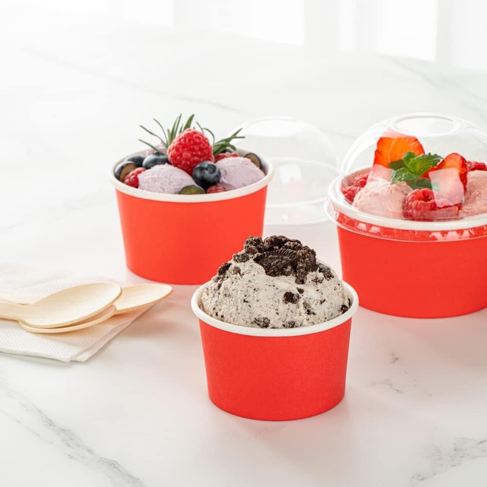 Wholesale 3-Ounce Dessert Cups 50 Disposable Ice Cream Cups Lids Sold Separately Heavy-Duty Red Paper Frozen Yogurt Bowls for Hot and Cold Foods Perfect for Gelato or Mousse Factory