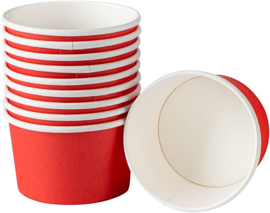 Wholesale 3-Ounce Dessert Cups 50 Disposable Ice Cream Cups Lids Sold Separately Heavy-Duty Red Paper Frozen Yogurt Bowls for Hot and Cold Foods Perfect for Gelato or Mousse Factory