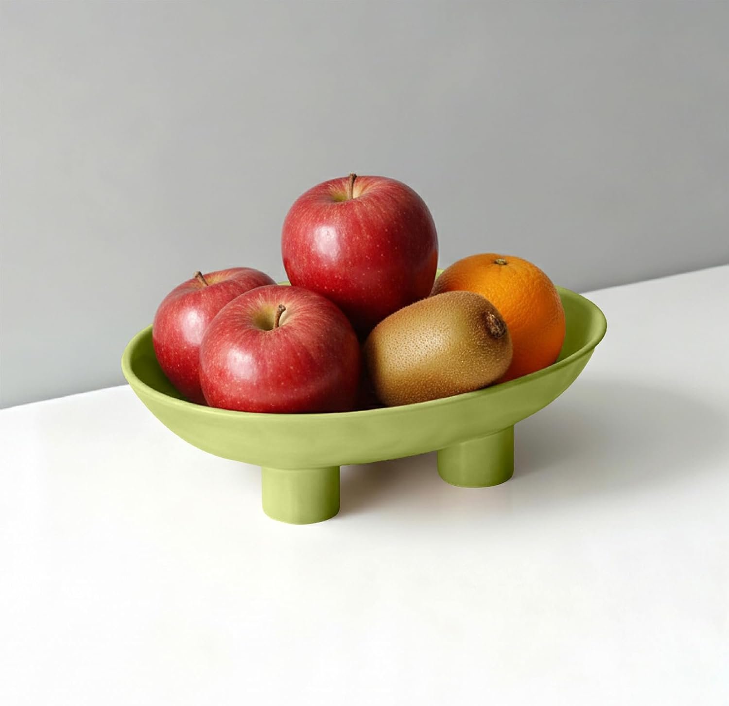 OEM 10-Inch Oval Three-Leg Ceramic Fruit Bowl Serving Dish Kitchen Counter Candy Key Holder Beige Home Decor Accent Manufacturer