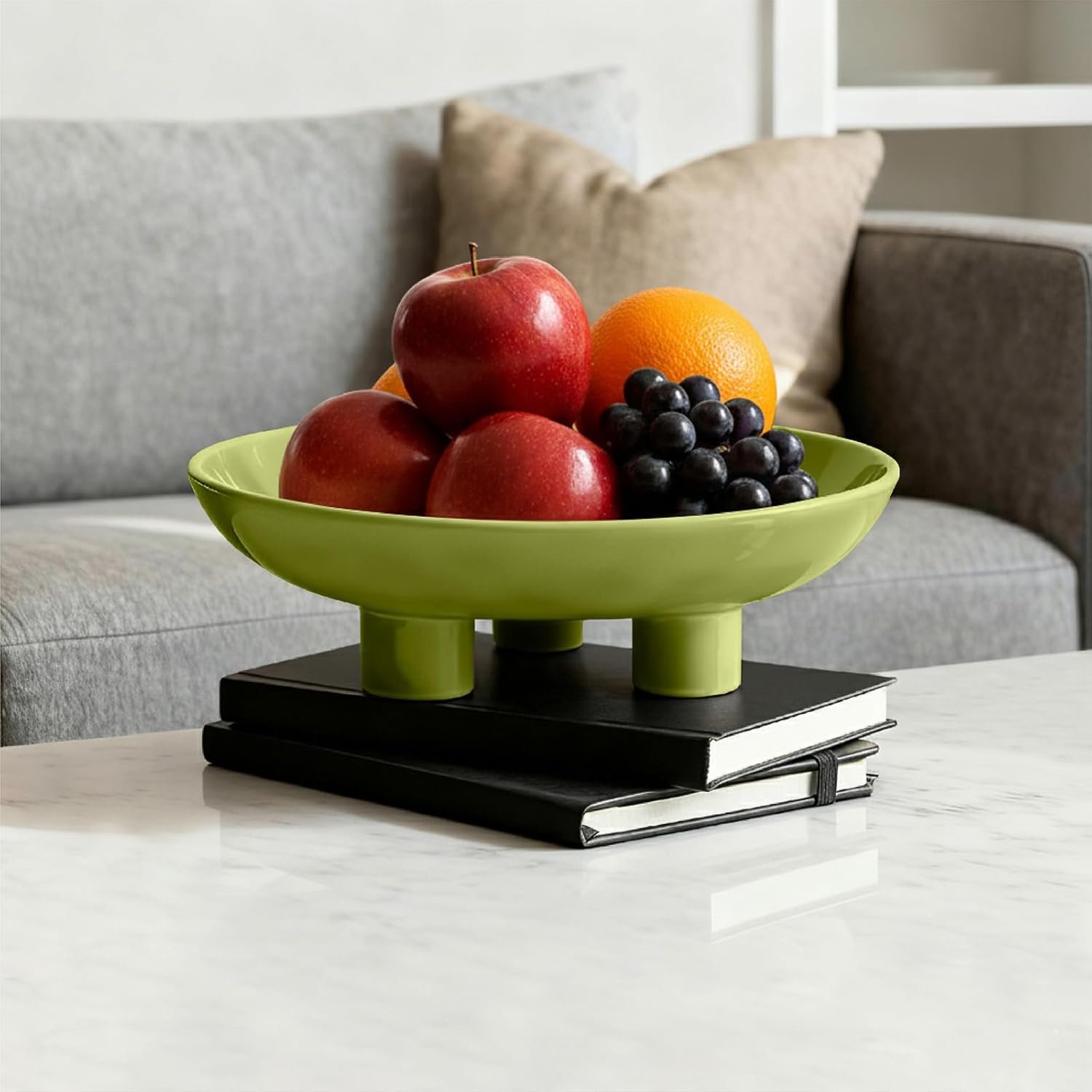 OEM 10-Inch Oval Three-Leg Ceramic Fruit Bowl Serving Dish Kitchen Counter Candy Key Holder Beige Home Decor Accent Manufacturer