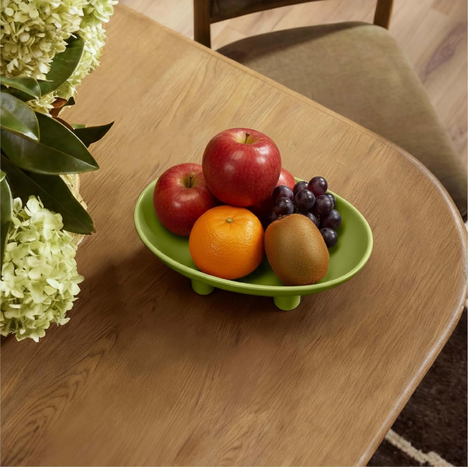 OEM 10-Inch Oval Three-Leg Ceramic Fruit Bowl Serving Dish Kitchen Counter Candy Key Holder Beige Home Decor Accent Manufacturer