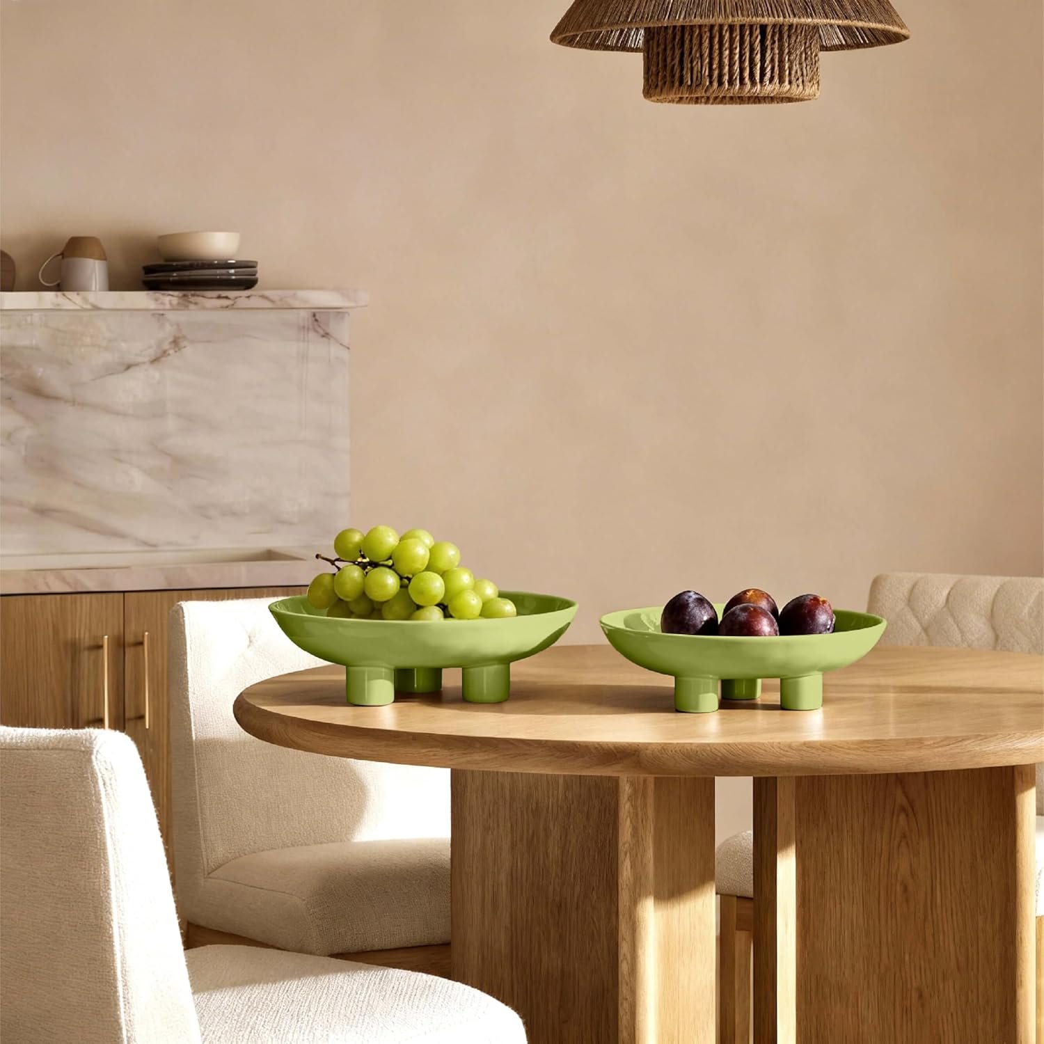 OEM 10-Inch Oval Three-Leg Ceramic Fruit Bowl Serving Dish Kitchen Counter Candy Key Holder Beige Home Decor Accent Manufacturer