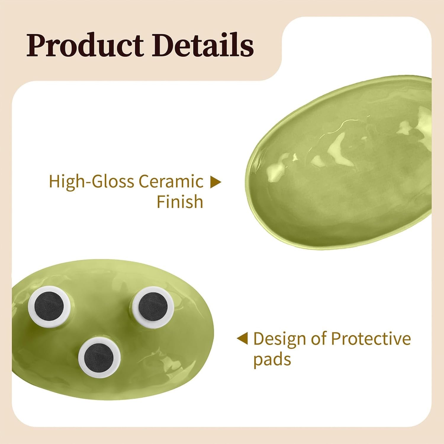 OEM 10-Inch Oval Three-Leg Ceramic Fruit Bowl Serving Dish Kitchen Counter Candy Key Holder Beige Home Decor Accent Manufacturer