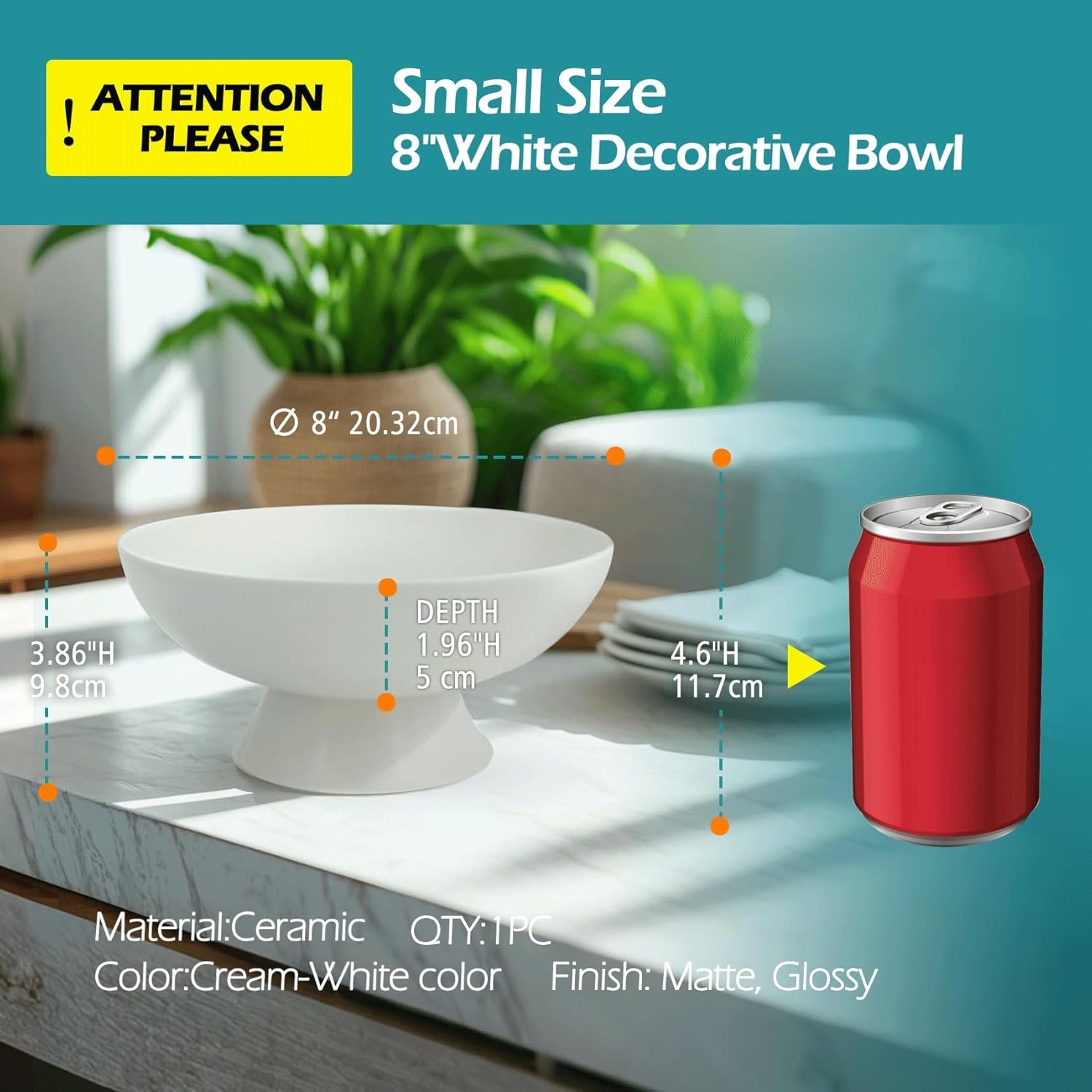 OEM 8-Inch White Pedestal Bowl Minimalist Fruit Centerpiece for Kitchen Counter Entryway Bread Snacks Candy Housewarming Wedding Gift Factory