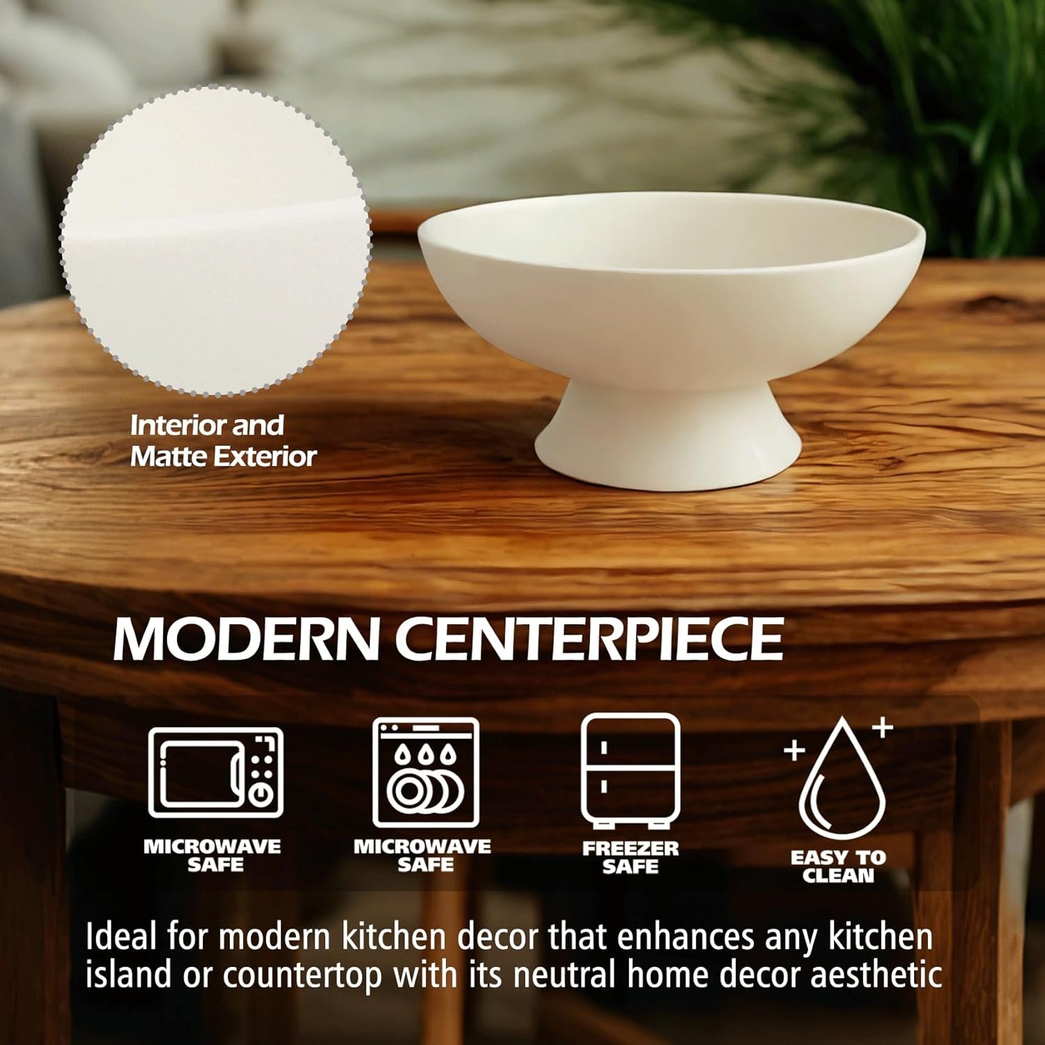 OEM 8-Inch White Pedestal Bowl Minimalist Fruit Centerpiece for Kitchen Counter Entryway Bread Snacks Candy Housewarming Wedding Gift Factory