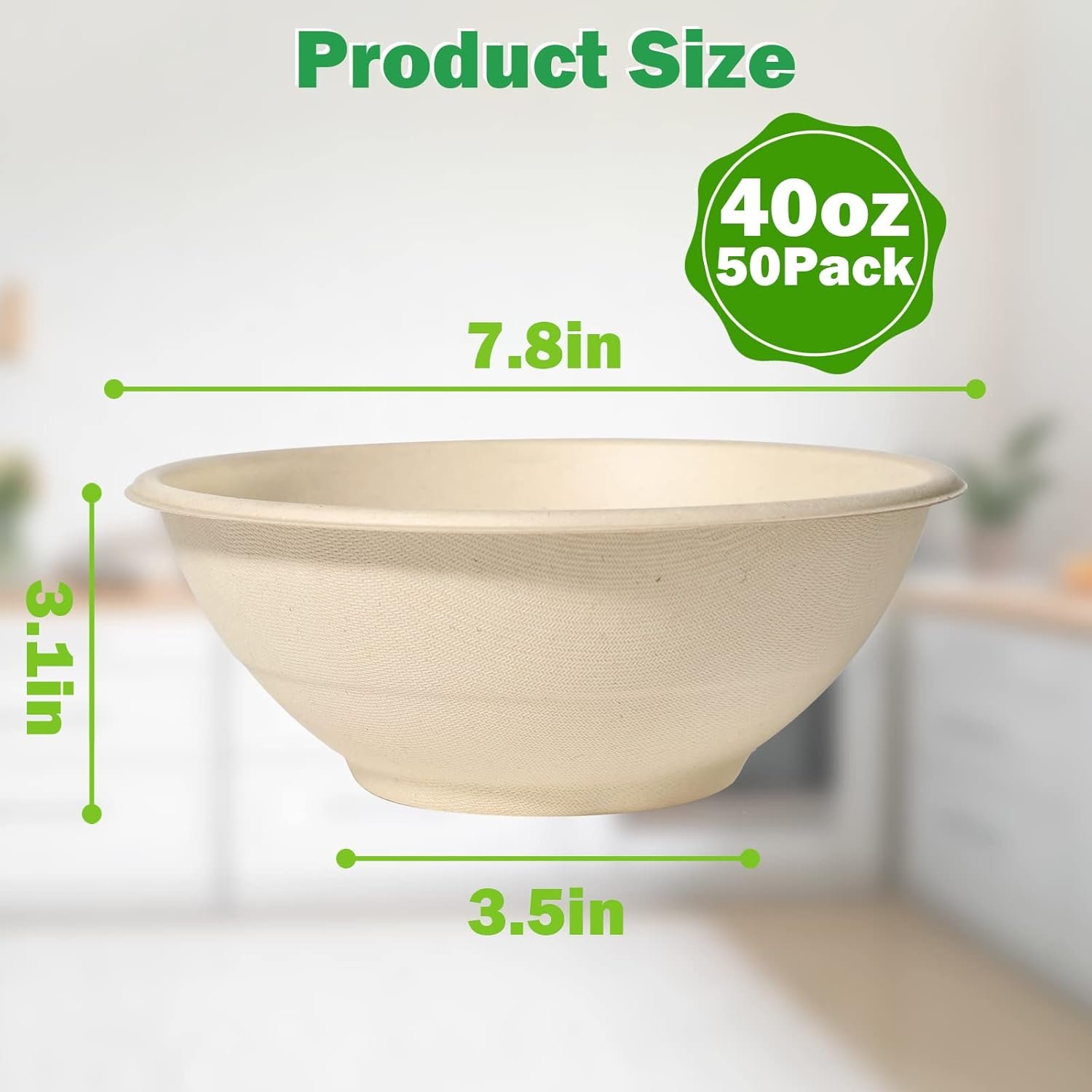 Wholesale Eco-Friendly 50 Pack Disposable Large 40oz Paper Bowls 100% Compostable Sturdy for Soup Cereal Salads Hot Cold Food Factory