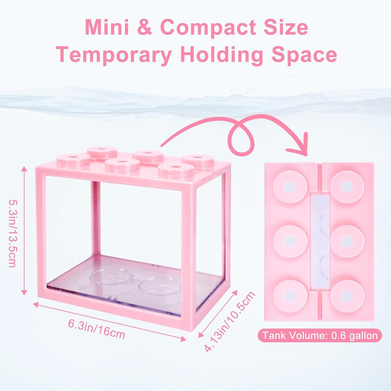 OEM 2 Pack 0.6 Gallon Small Betta Fish Tank Mini Pink Cube Aquarium Desktop Stackable Bowl for Shrimp Insects Turtles Spiders Factory