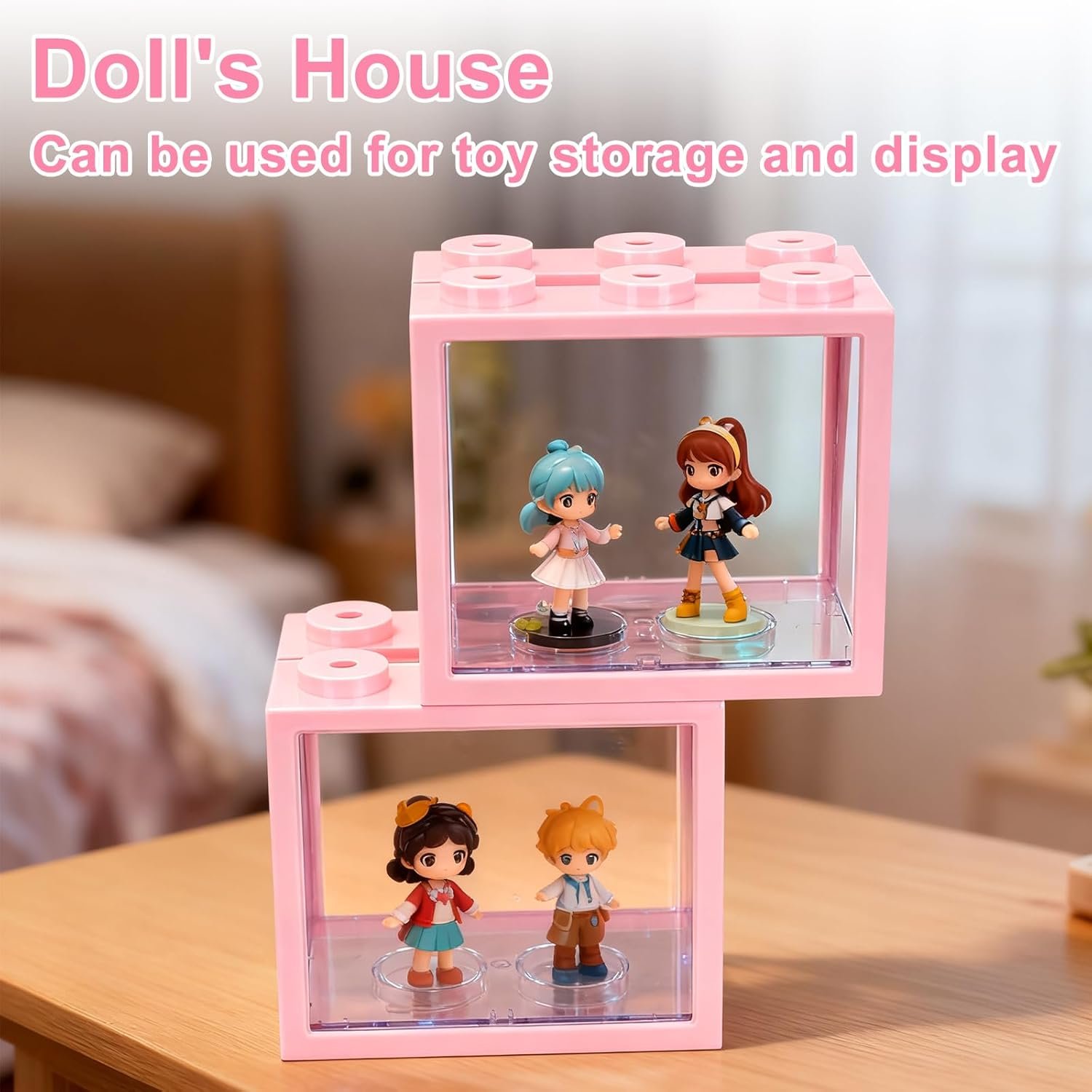 OEM 2 Pack 0.6 Gallon Small Betta Fish Tank Mini Pink Cube Aquarium Desktop Stackable Bowl for Shrimp Insects Turtles Spiders Factory