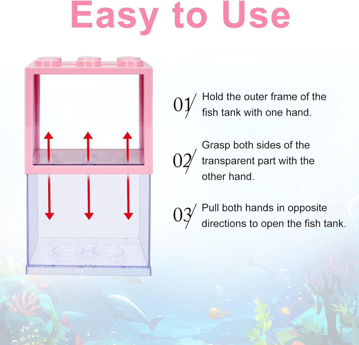 OEM 2 Pack 0.6 Gallon Small Betta Fish Tank Mini Pink Cube Aquarium Desktop Stackable Bowl for Shrimp Insects Turtles Spiders Factory
