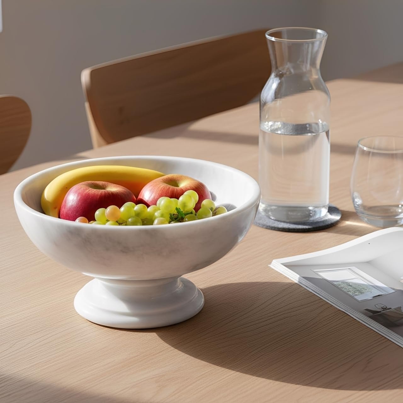 OEM 10-Inch White Marble Handmade Fruit Bowl for Kitchen Counter Entryway Table Decor Modern Candy Dish Storage Factory