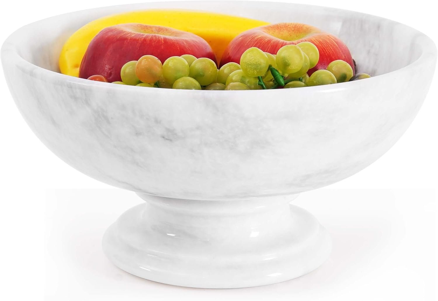 Radicaln Marble Fruit Bowl For Kitchen Counter White 10" Inch Handmade Fruit Dish, Decorative Bowls For Entryway Table, Modern Candy Bowl For Kitchen Storage