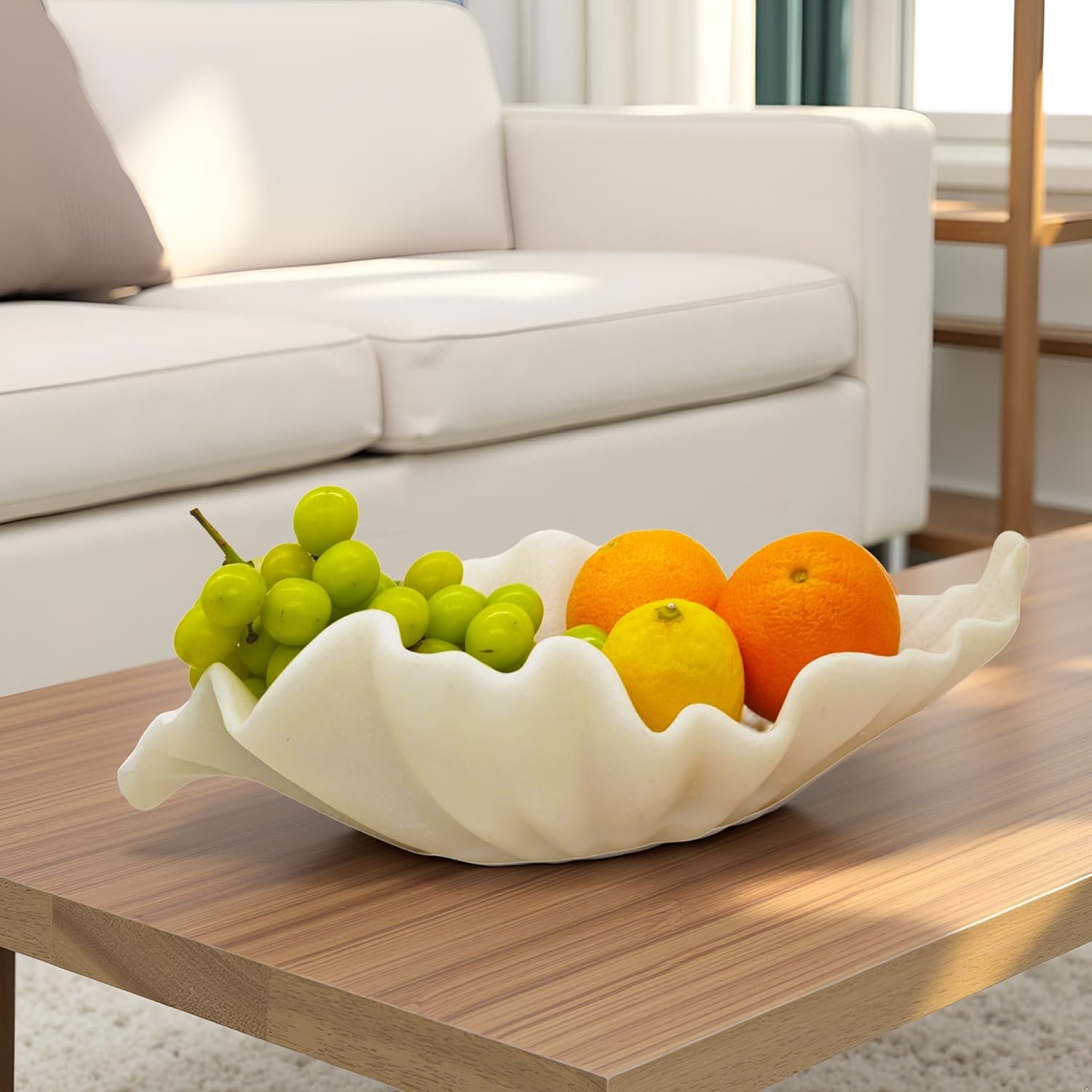 OEM Large 16-Inch Scalloped Ruffle Decorative Bowl for Home Coffee Table Entryway Key Purse Fruit Centerpiece factory