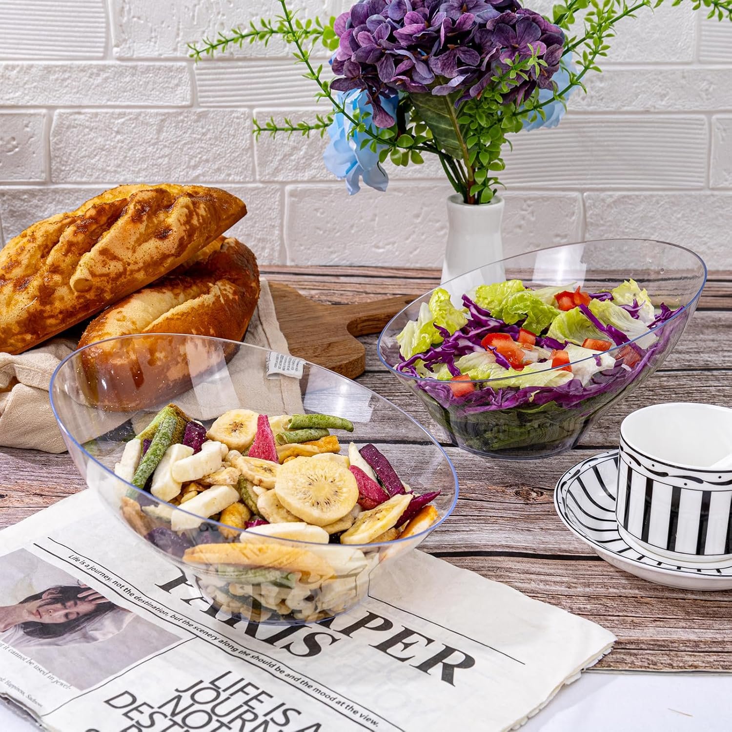 Wholesale 12 Pack 20 OZ Clear Plastic Angled Disposable Serving Bowls for Chips Candy Salad Fruit Parties Weddings Factory Wholesale 12 Pack 20 OZ Clear Plastic Angled Disposable Serving Bowls for Chips Candy Salad Fruit Parties Weddings Factory