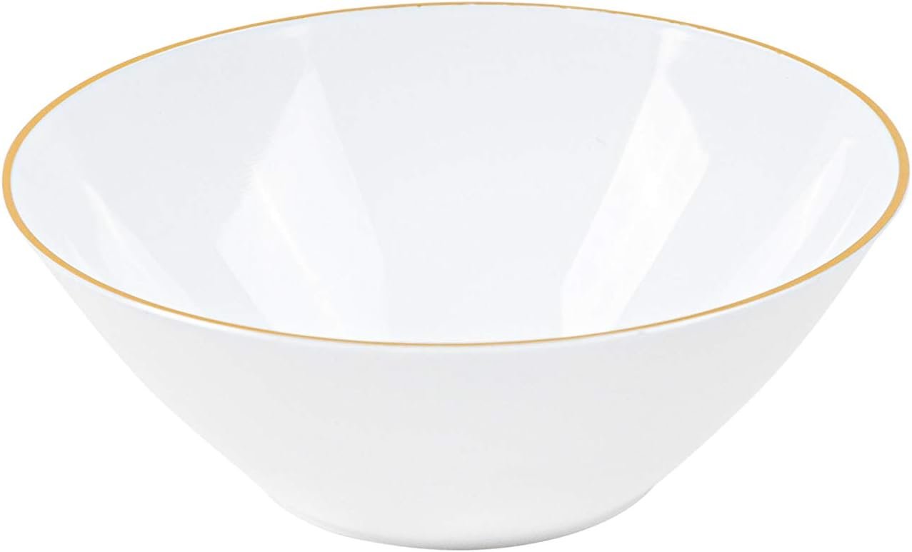 Wholesale [6 OZ 40 Count] White Plastic Dessert Bowls with Gold Rim Premium Heavyweight Elegant Disposable Tableware Factory
