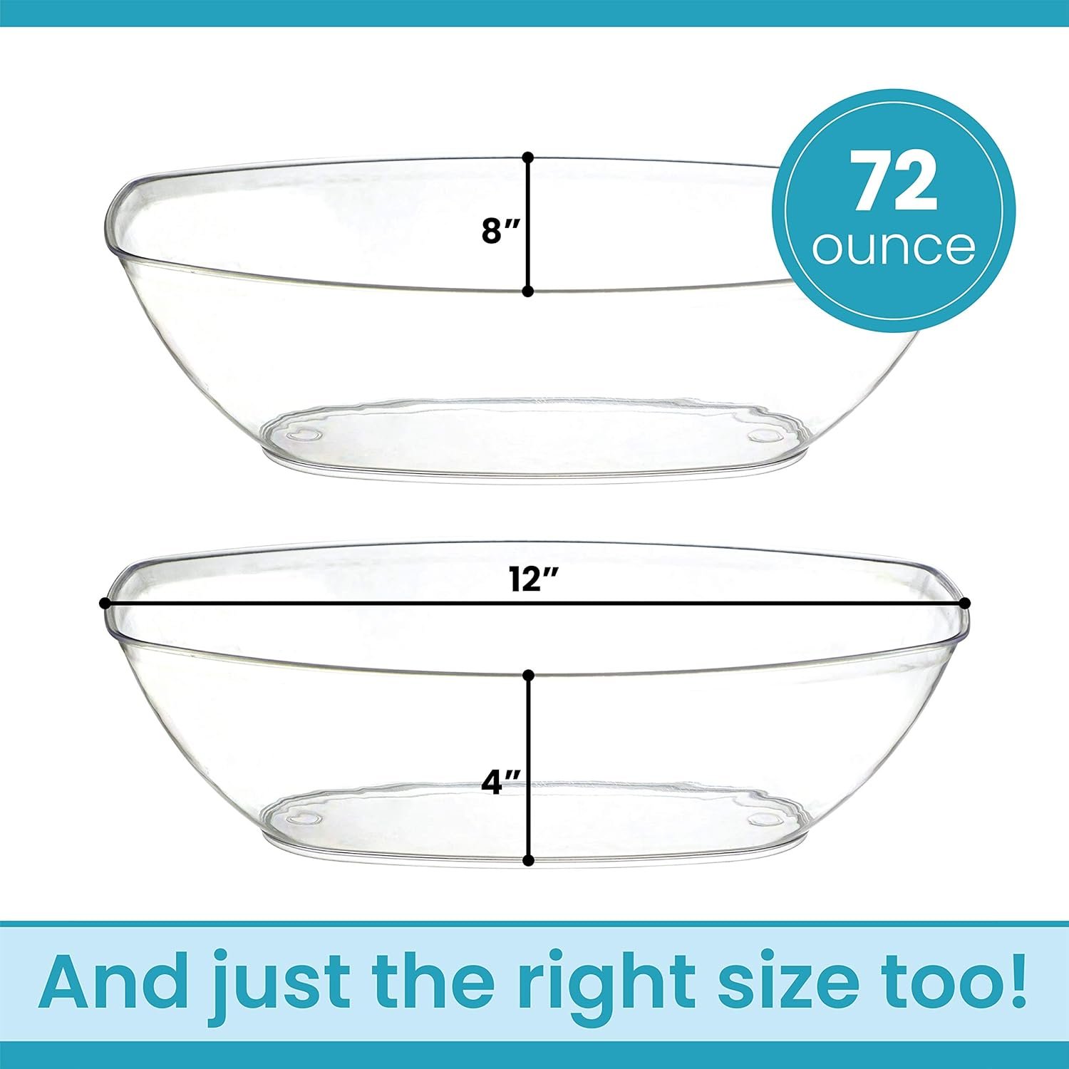 Wholesale Disposable Oval Serving Bowls 72-Ounce Capacity for Party Snacks or Salads Plastic Clear Pack of 4 Factory