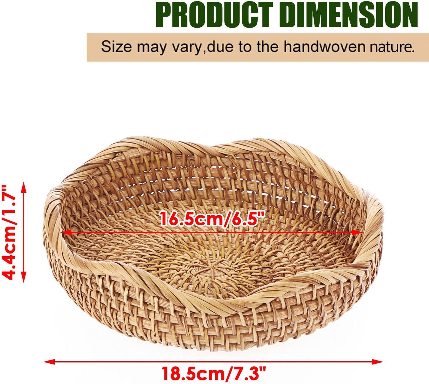 Wholesale 7.3 Inch Round Natural Rattan Woven Basket Bowl for Entryway Keys Fruits Serving Tray Organizer Decorative Kitchen Counter Bedside Living Room Factory