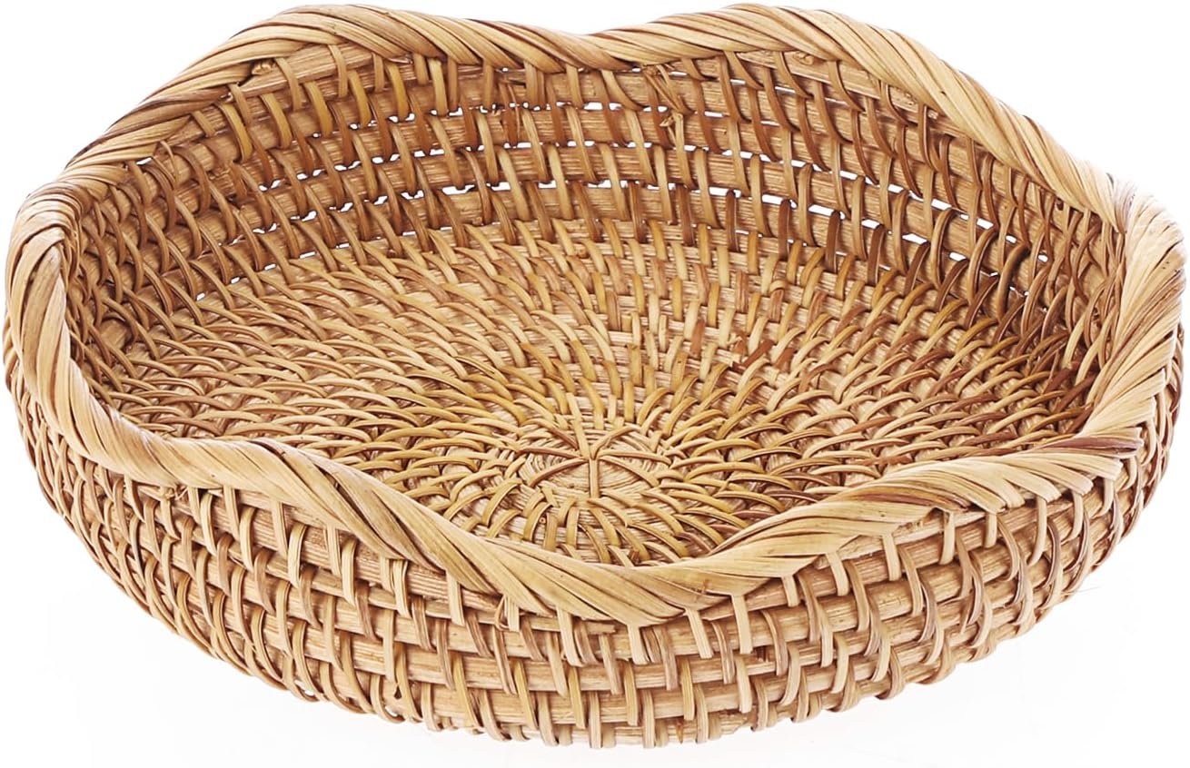 Wholesale 7.3 Inch Round Natural Rattan Woven Basket Bowl for Entryway Keys Fruits Serving Tray Organizer Decorative Kitchen Counter Bedside Living Room Factory