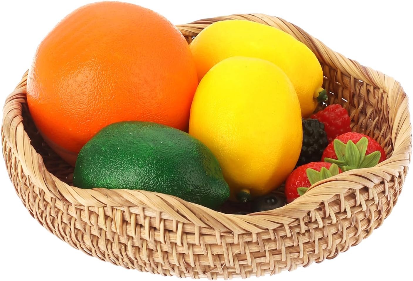 Wholesale 7.3 Inch Round Natural Rattan Woven Basket Bowl for Entryway Keys Fruits Serving Tray Organizer Decorative Kitchen Counter Bedside Living Room Factory