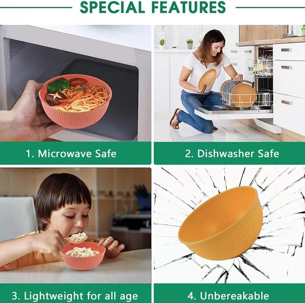 Wholesale Unbreakable 24 oz Cereal Bowls Reusable Wheat Straw Fiber Lightweight Set Dishwasher Microwave Safe for Snacks Cereal Ice Cream Soup Rice 4 Pack Factory Wholesale Unbreakable 24 oz Cereal Bowls Reusable Wheat Straw Fiber Lightweight Set Dishwasher Microwave Safe for Snacks Cereal Ice Cream Soup Rice 4 Pack Factory